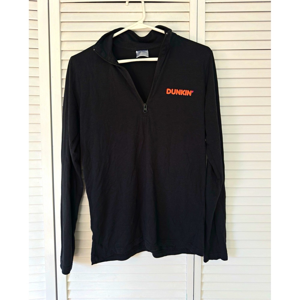 Dunkin' Donuts Unisex XS Black Quarter Zip Pullover Long Sleeve Work Shirt